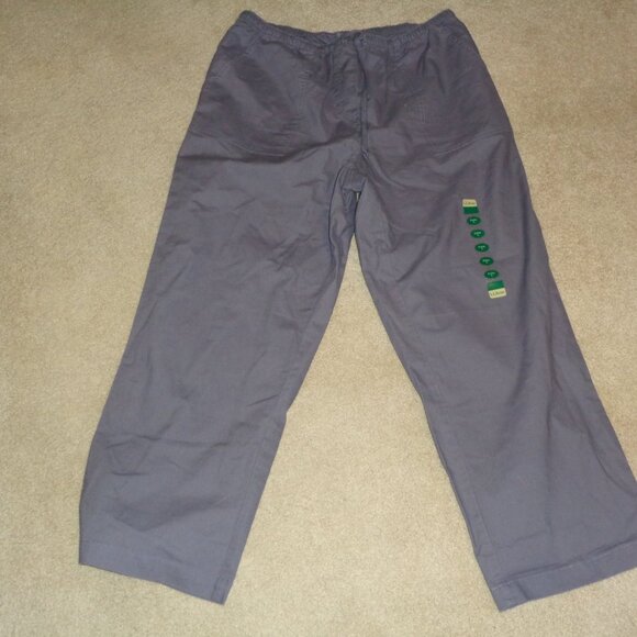 LL Bean Gray Cotton Casual Slacks Large Petite NWT - Picture 2 of 4